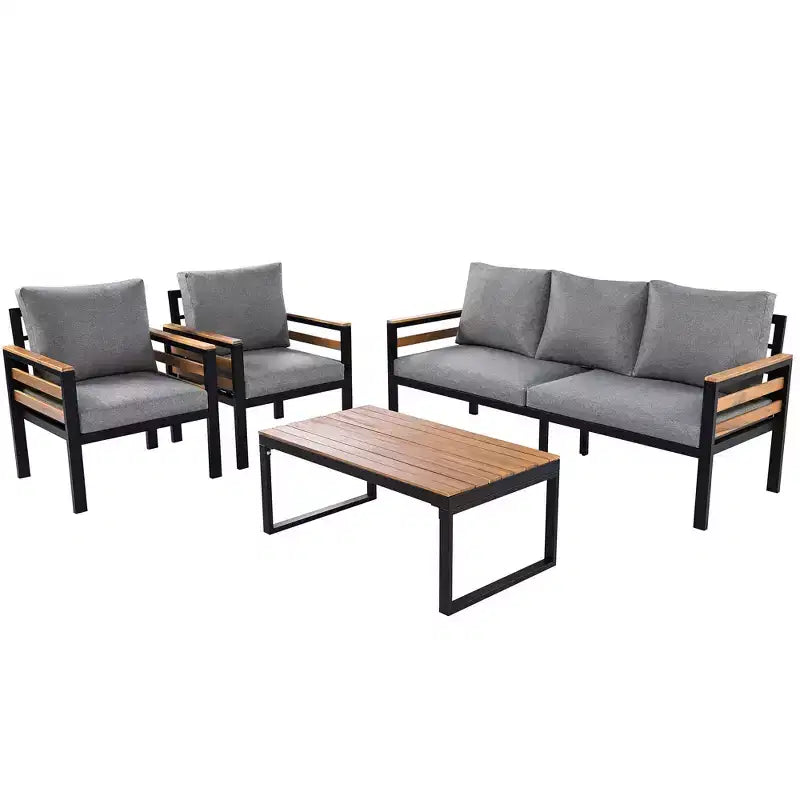 Ensemble de conversation de patio 4 pièces avec canapé, pour 5 personnes et coussins déhoussables