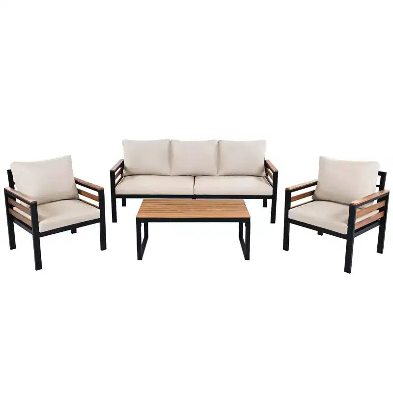 Ensemble de conversation de patio 4 pièces avec canapé, pour 5 personnes et coussins déhoussables