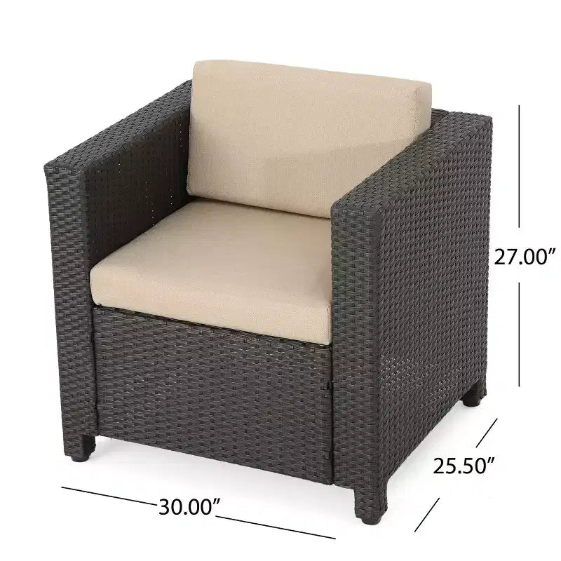 Christopher Knight Home Joanne, ensemble de 8 pièces pour patio avec fauteuils de club en rotin et tables d'appoint en aluminium en forme de C.