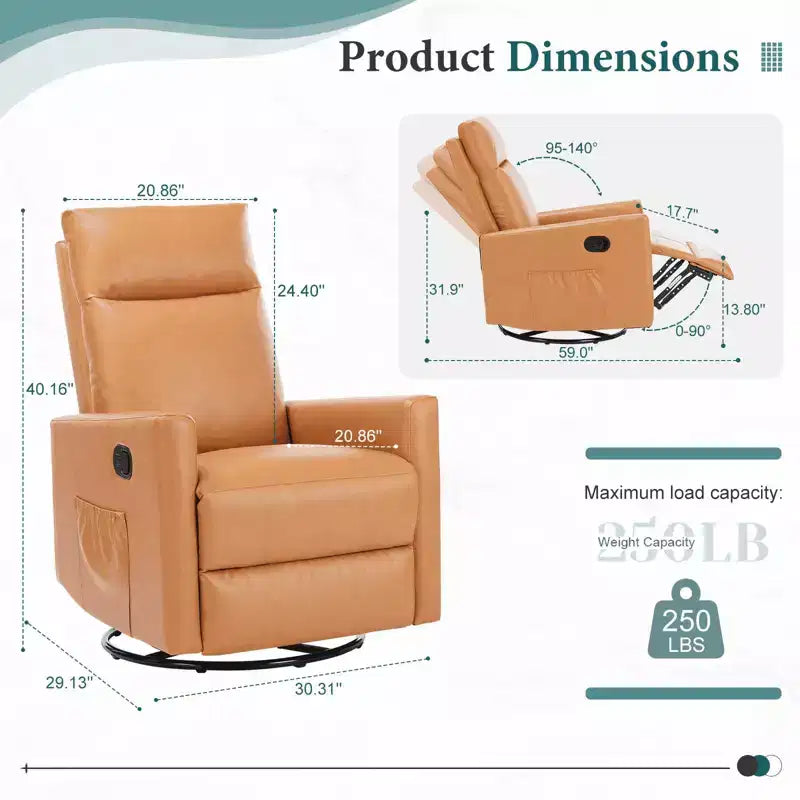 Fauteuil d'appoint MAYEERTY - Fauteuil pivotant à 360° en chenille avec coussin lombaire