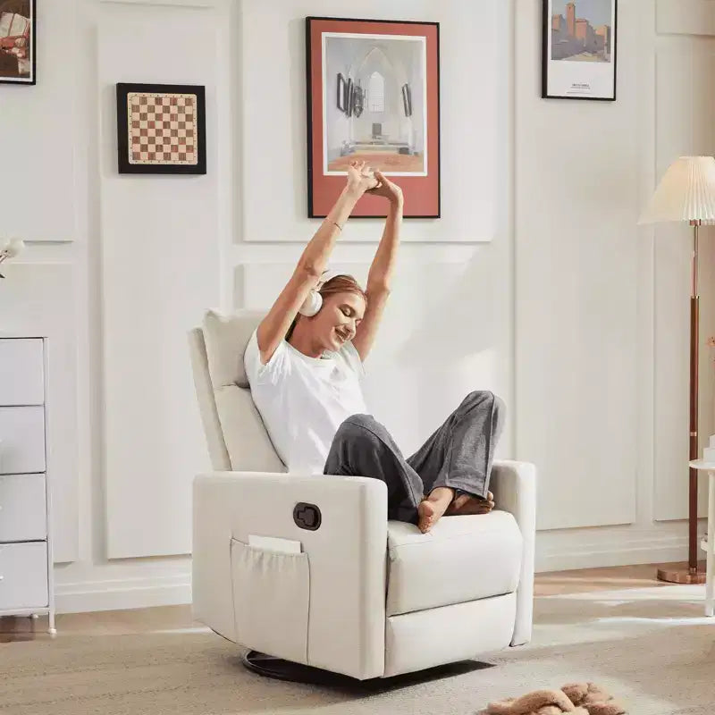Fauteuil d'appoint MAYEERTY - Fauteuil pivotant à 360° en chenille avec coussin lombaire