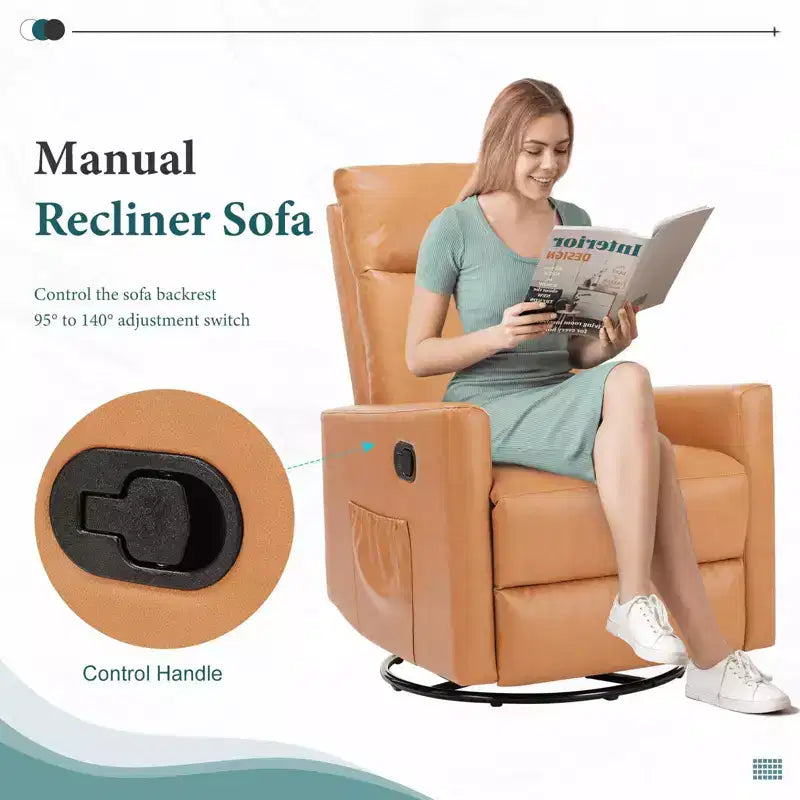 Fauteuil d'appoint MAYEERTY - Fauteuil pivotant à 360° en chenille avec coussin lombaire