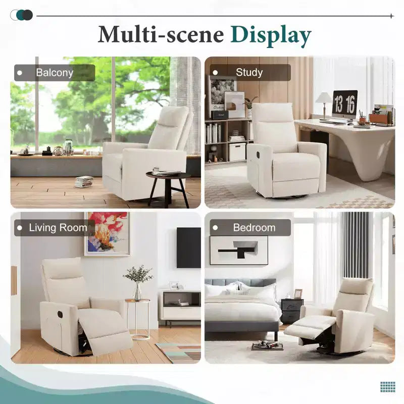 Fauteuil d'appoint MAYEERTY - Fauteuil pivotant à 360° en chenille avec coussin lombaire