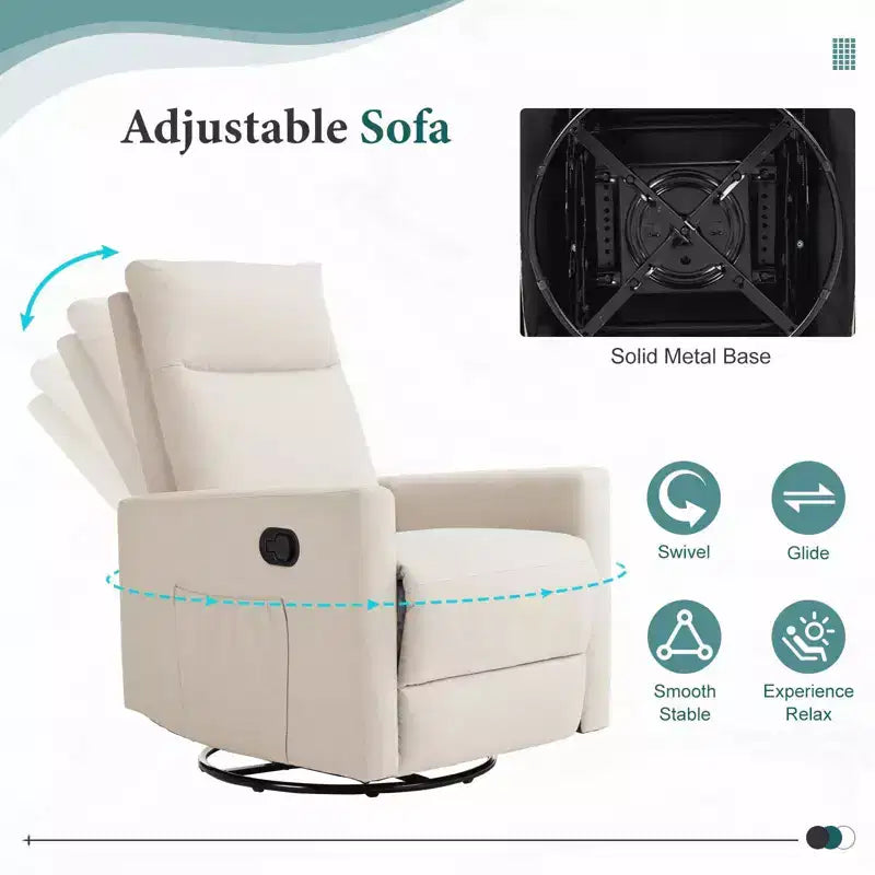 Fauteuil d'appoint MAYEERTY - Fauteuil pivotant à 360° en chenille avec coussin lombaire