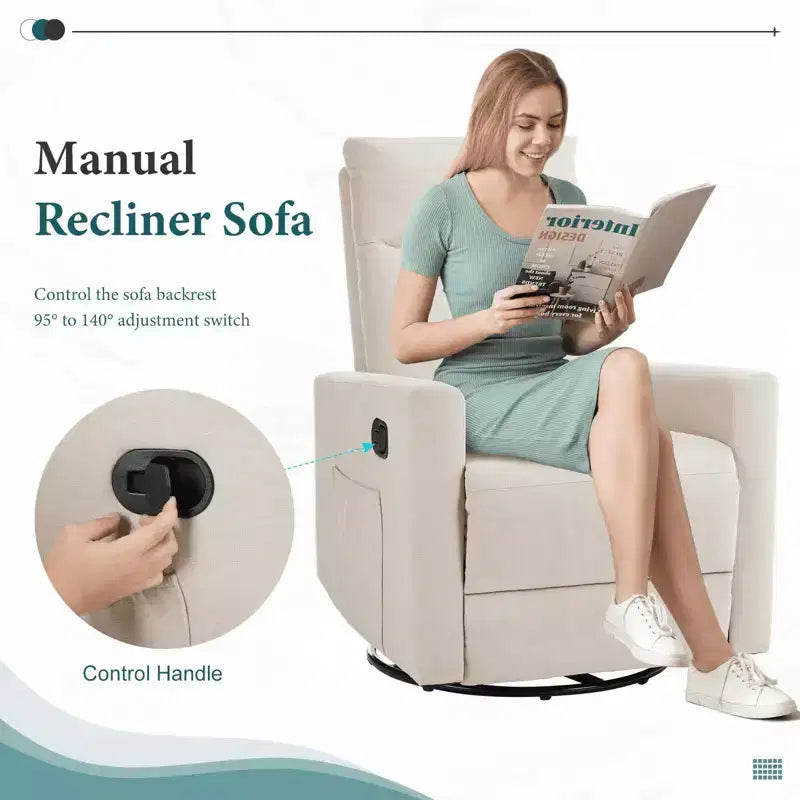 Fauteuil d'appoint MAYEERTY - Fauteuil pivotant à 360° en chenille avec coussin lombaire