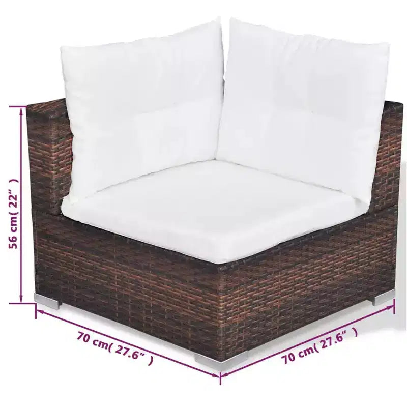 vidaXL Salon de jardin Marron, Blanc crème