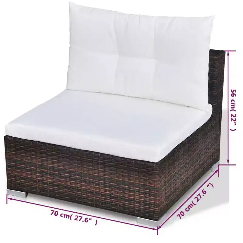 vidaXL Salon de jardin Marron, Blanc crème