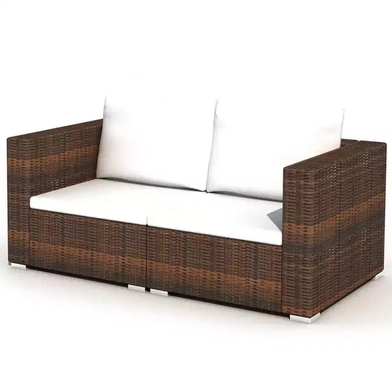 vidaXL Salon de jardin Marron, Blanc crème