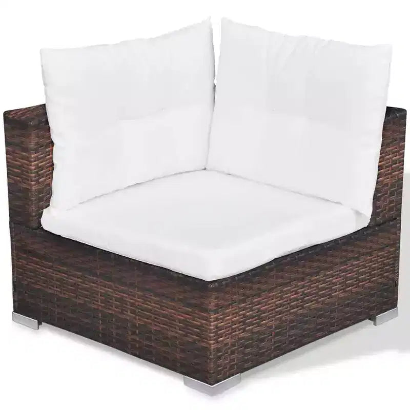 vidaXL Salon de jardin Marron, Blanc crème