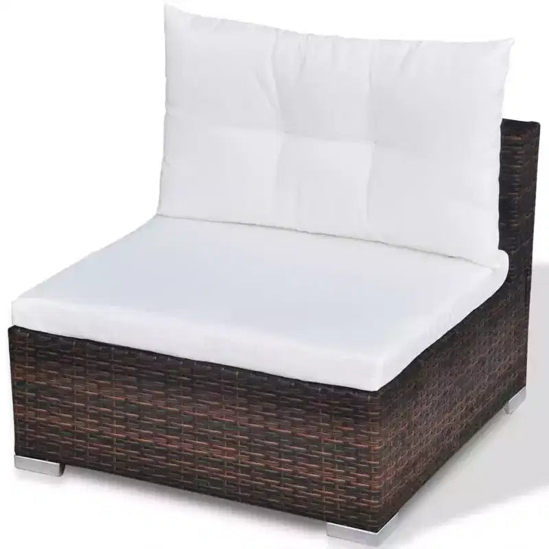vidaXL Salon de jardin Marron, Blanc crème