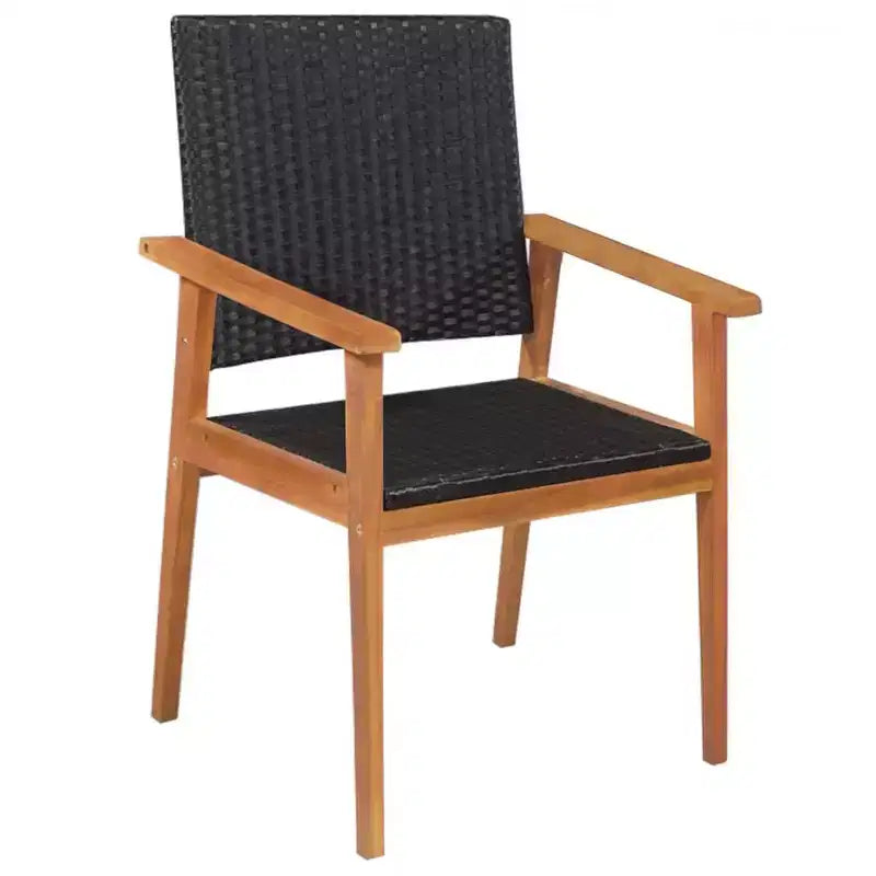 vidaXL Salon de jardin 5 pièces - Design vintage avec rotin synthétique noir et marron et cadres rustiques en bois d'acacia massif pour jardins et terrasses.