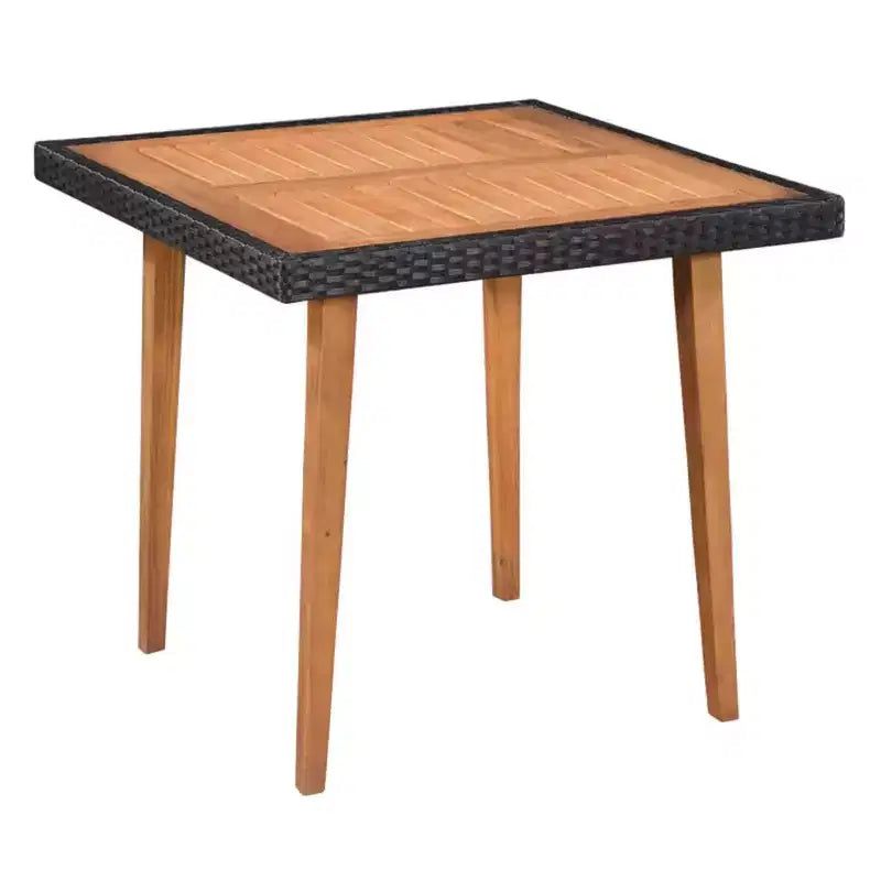vidaXL Salon de jardin 5 pièces - Design vintage avec rotin synthétique noir et marron et cadres rustiques en bois d'acacia massif pour jardins et terrasses.