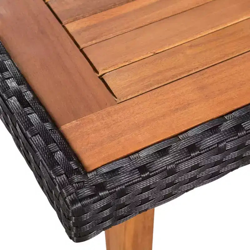 vidaXL Salon de jardin 5 pièces - Design vintage avec rotin synthétique noir et marron et cadres rustiques en bois d'acacia massif pour jardins et terrasses.