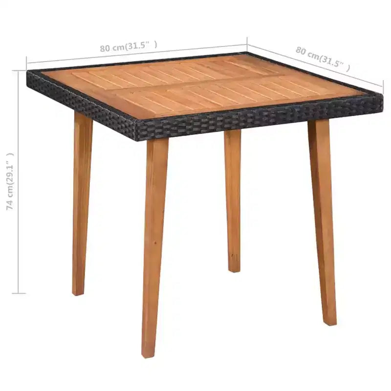 vidaXL Salon de jardin 5 pièces - Design vintage avec rotin synthétique noir et marron et cadres rustiques en bois d'acacia massif pour jardins et terrasses.