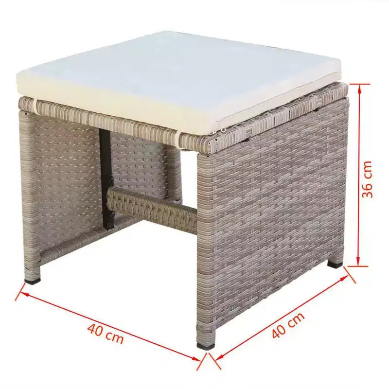 vidaXL Salon de jardin gris en résine tressée, pliable, de taille moyenne