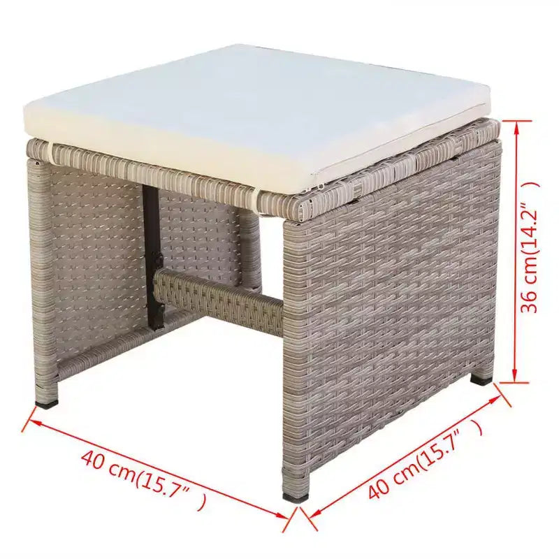 vidaXL Salon de jardin gris en résine tressée, pliable, de taille moyenne