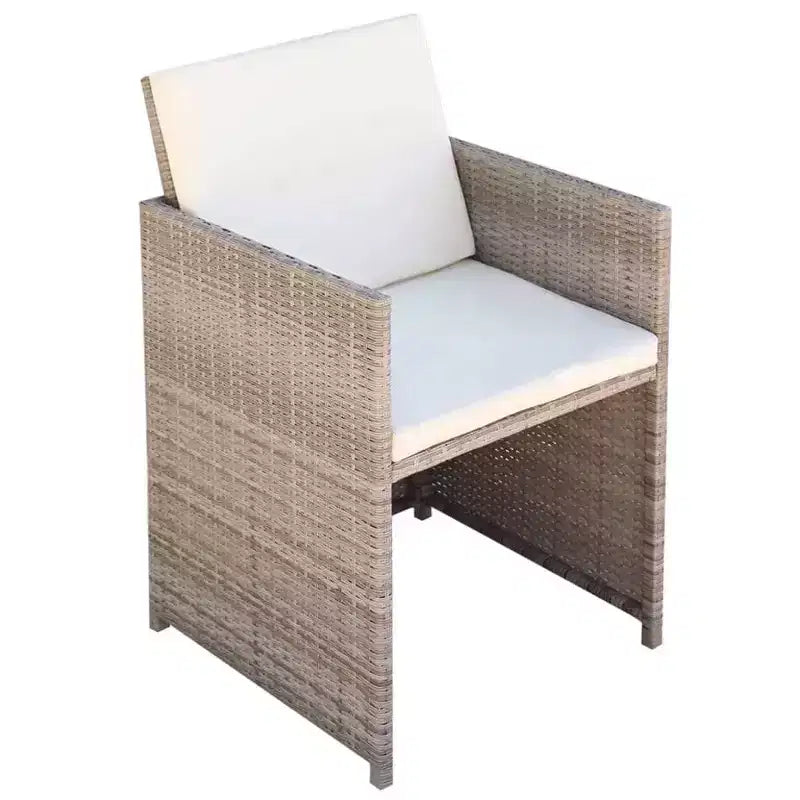 vidaXL Salon de jardin gris en résine tressée, pliable, de taille moyenne