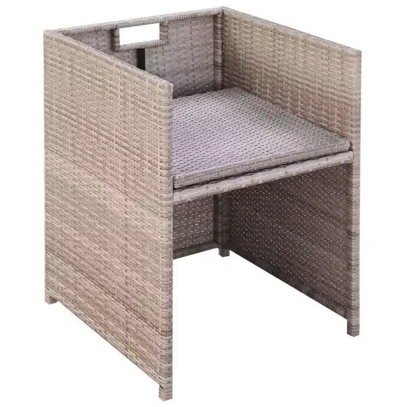 vidaXL Salon de jardin gris en résine tressée, pliable, de taille moyenne