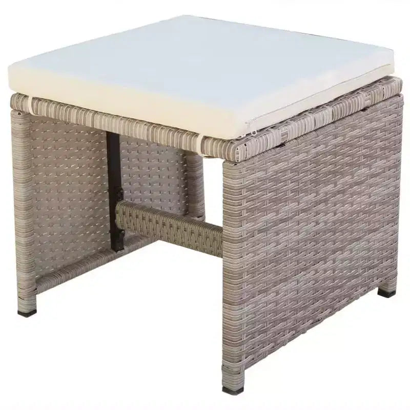 vidaXL Salon de jardin gris en résine tressée, pliable, de taille moyenne