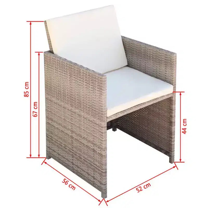 vidaXL Salon de jardin gris en résine tressée, pliable, de taille moyenne