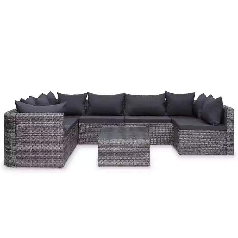 vidaXL Sofa Set Grey Poly rattan Medium Modular Outdoor Sofa Set