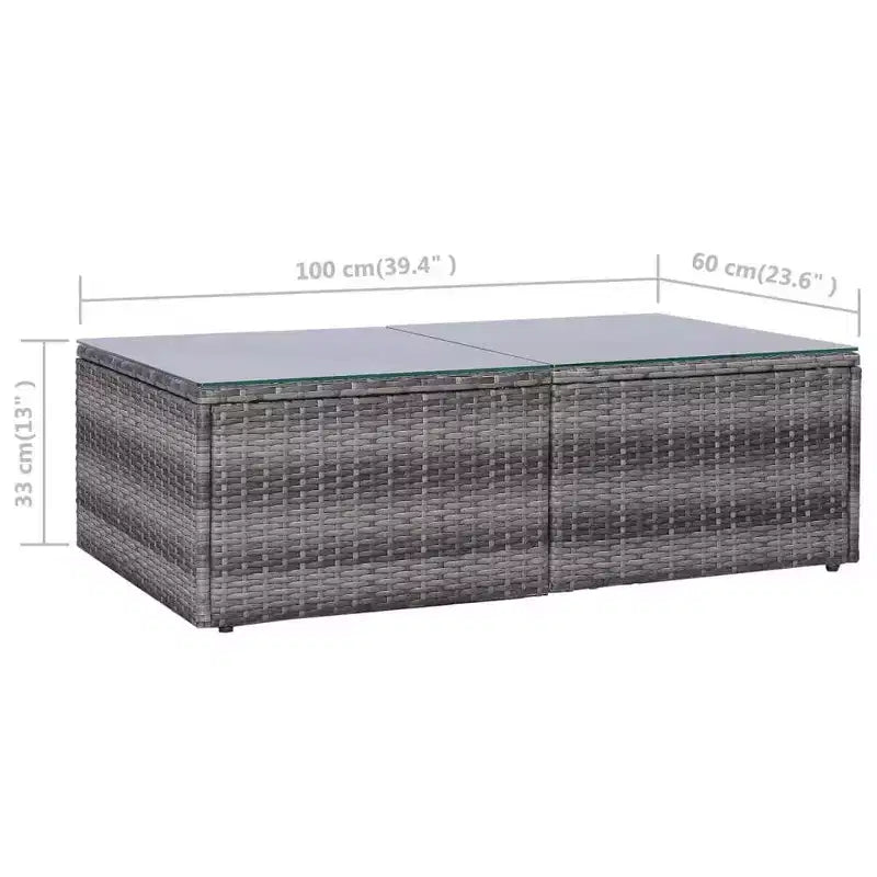 vidaXL Salon de jardin gris en polyrotin, modulable, taille moyenne