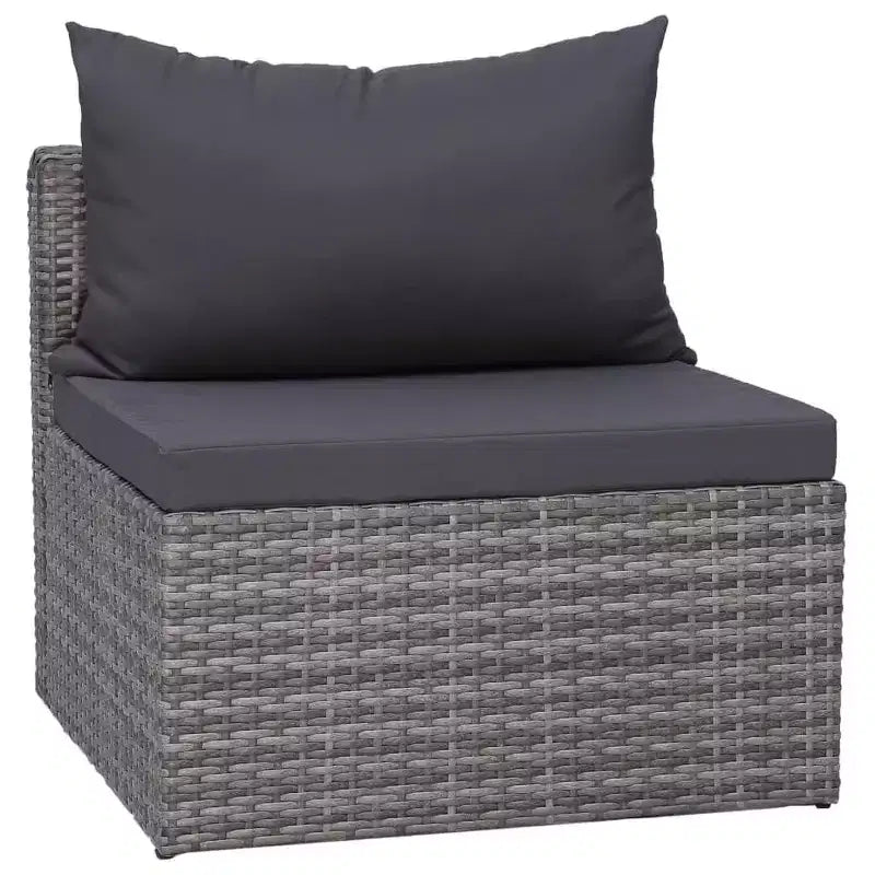 vidaXL Salon de jardin gris en polyrotin, modulable, taille moyenne