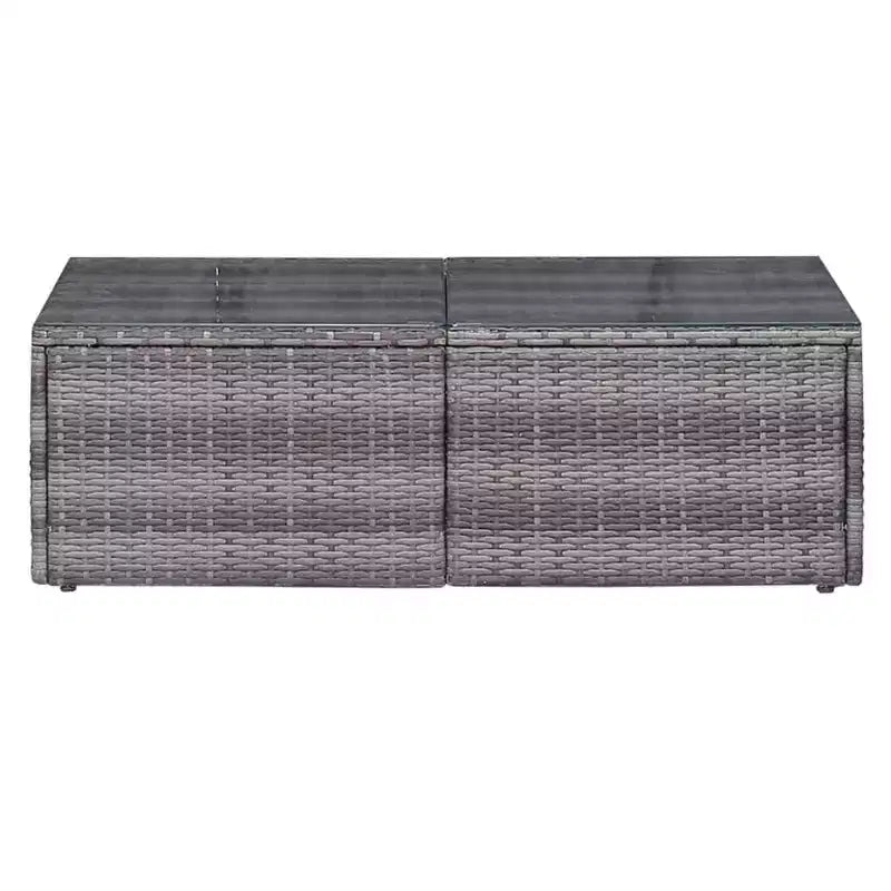 vidaXL Salon de jardin gris en résine tressée, acier revêtu de poudre, verre moyen