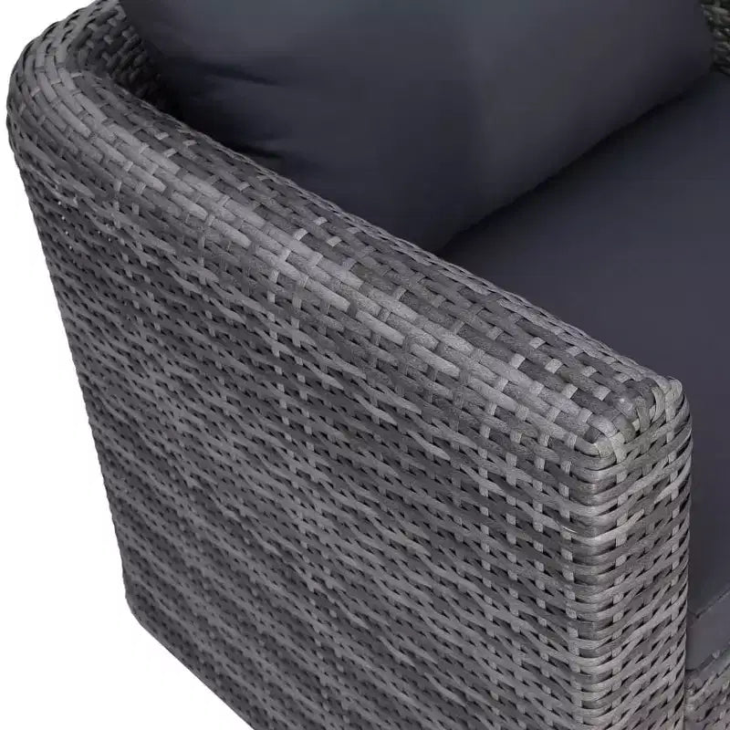 vidaXL Salon de jardin gris en résine tressée, acier revêtu de poudre, verre moyen