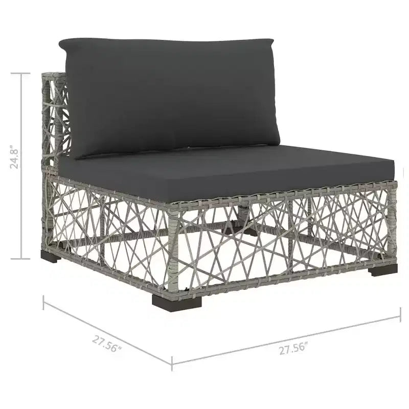 vidaXL Salon de jardin 6 pièces en résine tressée gris grandes housses amovibles