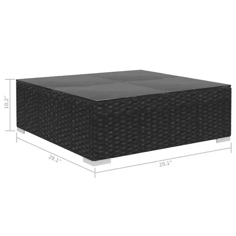 vidaXL Salon de jardin 10 pcs avec coussins résine tressée noir