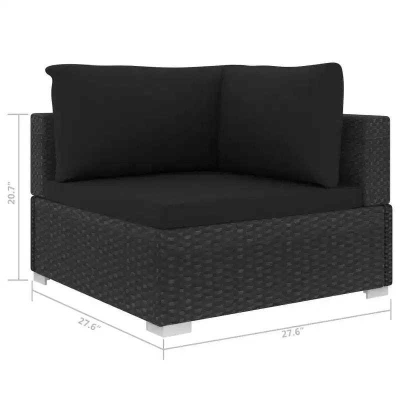 vidaXL Salon de jardin 10 pcs avec coussins résine tressée noir