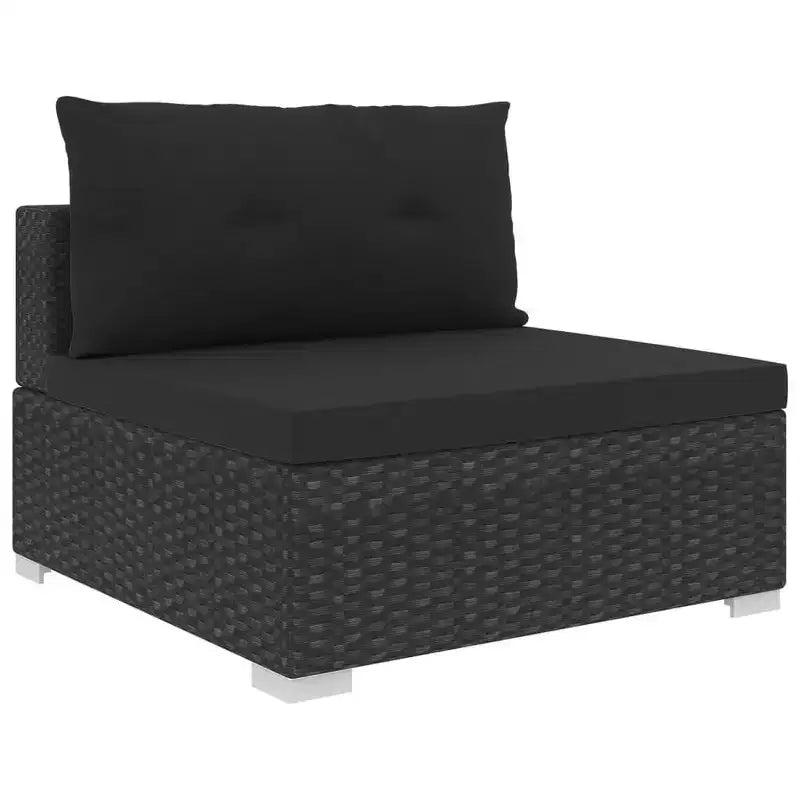 vidaXL Salon de jardin 10 pcs avec coussins résine tressée noir