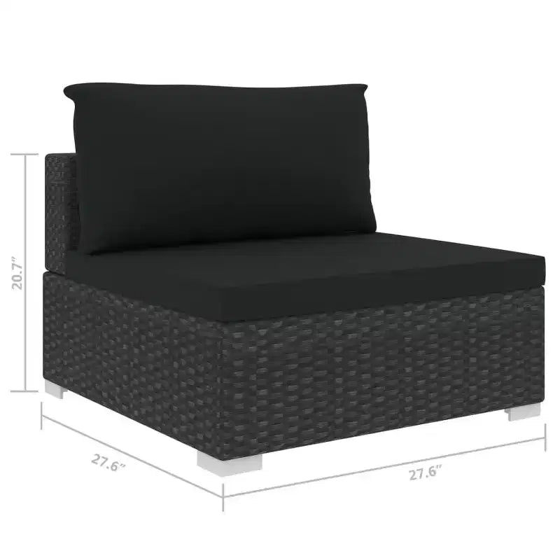 vidaXL Salon de jardin 10 pcs avec coussins résine tressée noir