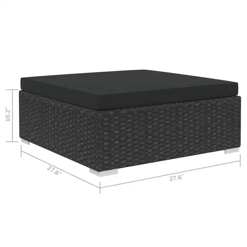 vidaXL Salon de jardin 10 pcs avec coussins résine tressée noir