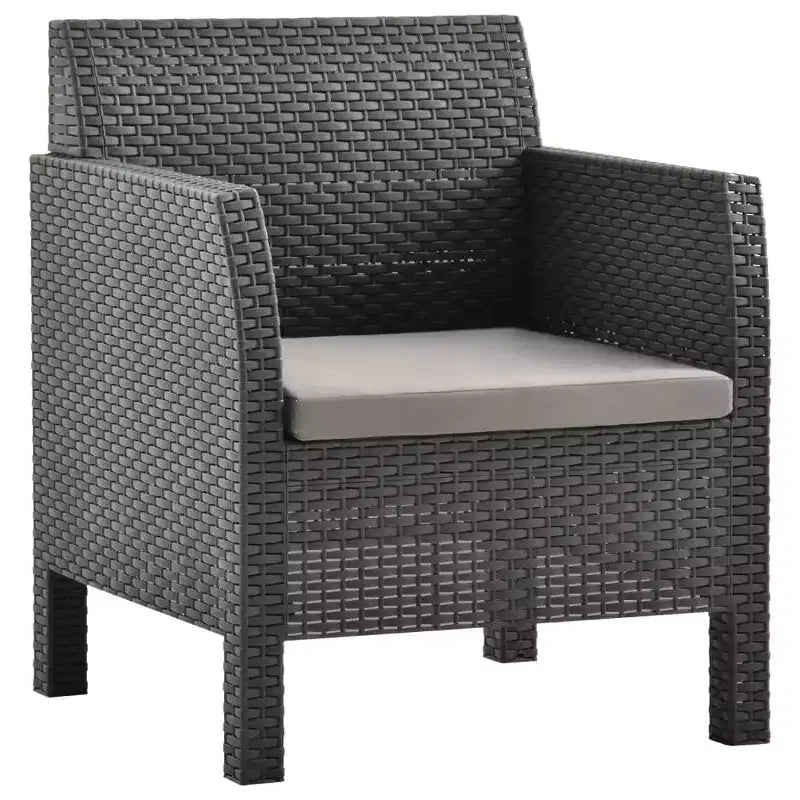 vidaXL Ensemble de 2 fauteuils de jardin avec coussins en résine tressée anthracite