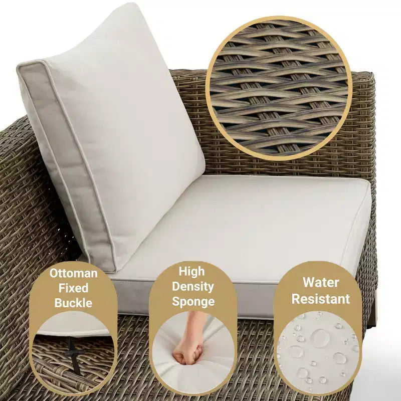 Salons de jardin 8 pièces avec coussins et table basse