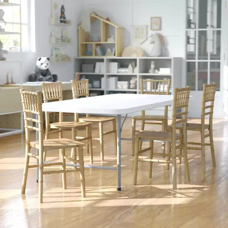 Flash Furniture HERCULES Set of 6 Childs Gold Resin Party and Event Chiavari Chairs for Commercial & Residential Use
