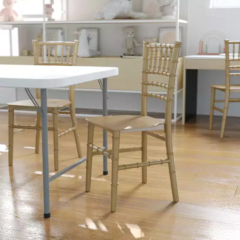 Flash Furniture HERCULES Set of 6 Childs Gold Resin Party and Event Chiavari Chairs for Commercial & Residential Use