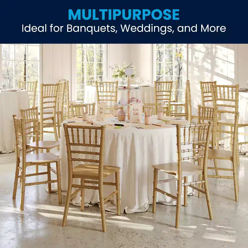 Flash Furniture HERCULES Set of 6 Childs Gold Resin Party and Event Chiavari Chairs for Commercial & Residential Use