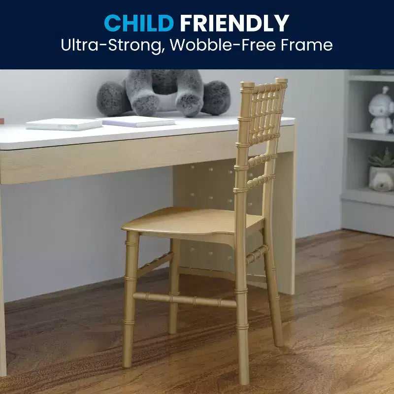 Flash Furniture HERCULES Set of 6 Childs Gold Resin Party and Event Chiavari Chairs for Commercial & Residential Use