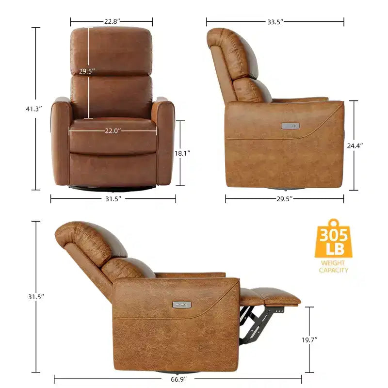 Fauteuil inclinable pivotant et berçant, en similicuir, avec support lombaire, dossier haut, inclinaison manuelle