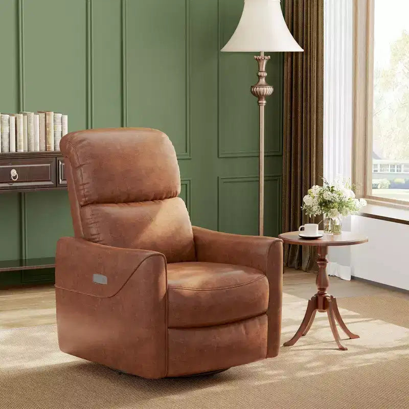 Fauteuil inclinable pivotant et berçant, en similicuir, avec support lombaire, dossier haut, inclinaison manuelle