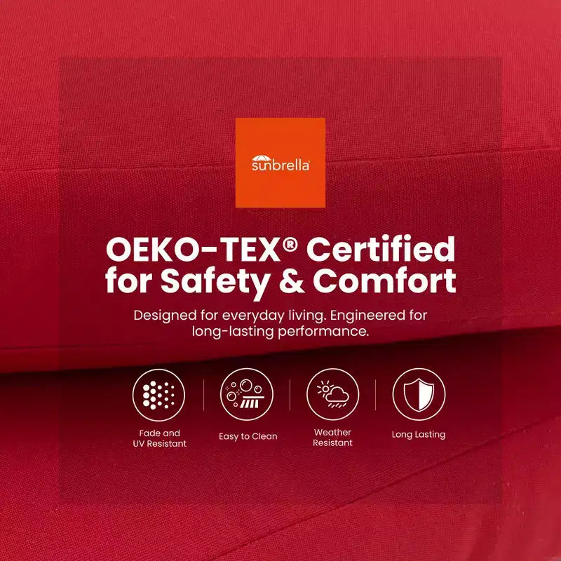 Ensemble de bar 5 pièces pour terrasse/jardin, table carrée arrondie de 90 cm en pierre frittée et 4 tabourets de bar en aluminium, plateau effet marbre, coussin Sunbrella