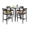 5PC Outdoor Patio Bar Set, Rounded Square 35.4'' Sintered Stone Table & 4 Aluminum Bar Stools, Marble-Inspired Top, Sunbrella Cushion