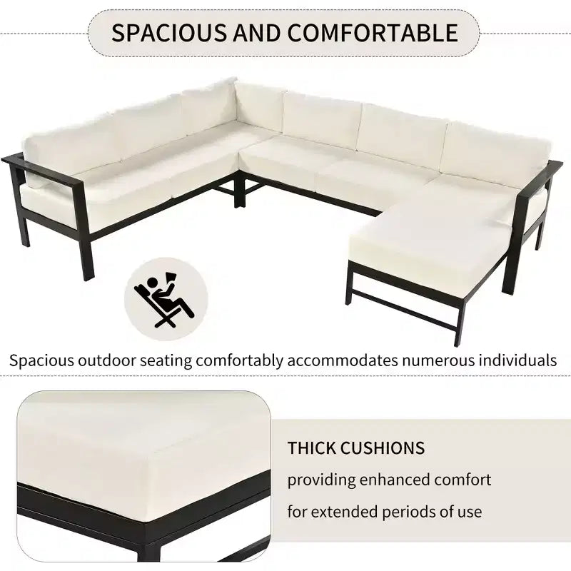 CLIHOME Ensemble de canapés d'extérieur en U pour plusieurs personnes, salon de jardin pour jardins, arrière-cours, balcons