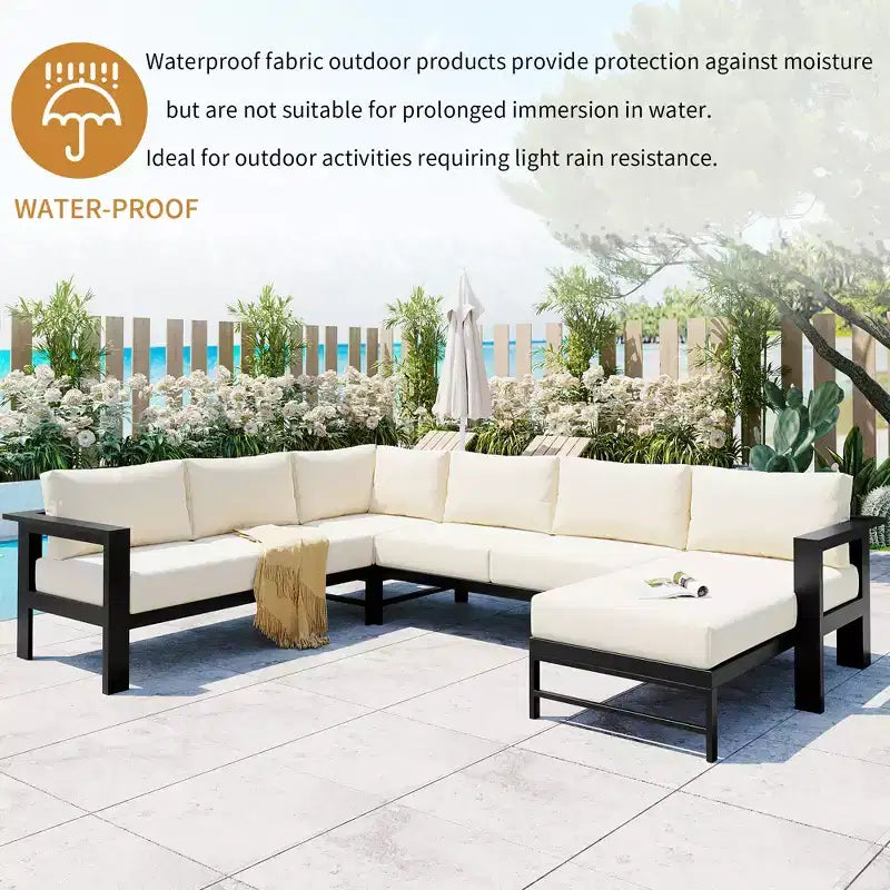 CLIHOME Ensemble de canapés d'extérieur en U pour plusieurs personnes, salon de jardin pour jardins, arrière-cours, balcons