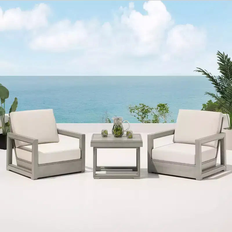 Christopher Knight Home Errol Contemporary Outdoor Acacia Wood 3 Piece Chat Set with Cushions