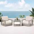 Christopher Knight Home Errol Contemporary Outdoor Acacia Wood 3 Piece Chat Set with Cushions