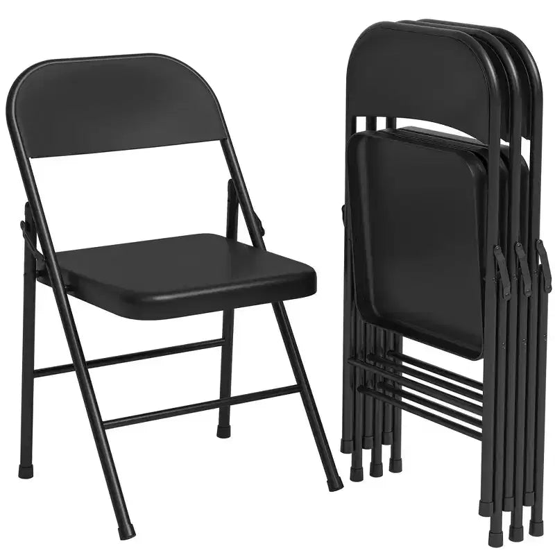 Folding Chairs 4 Pack - Heavy Duty Camping Chairs with 350Lbs Capacity, Padded Seat & Back Support for Indoor/Outdoor Use